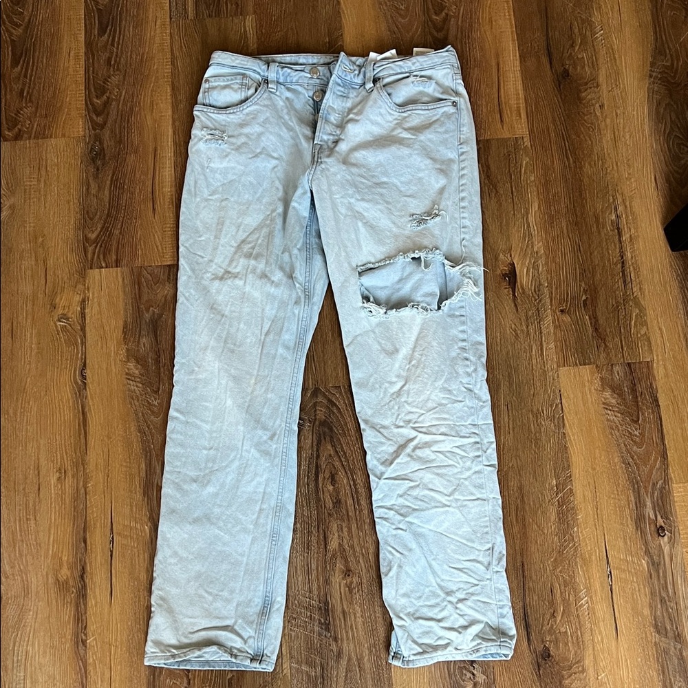 & Denim Light Blue Distressed Jeans